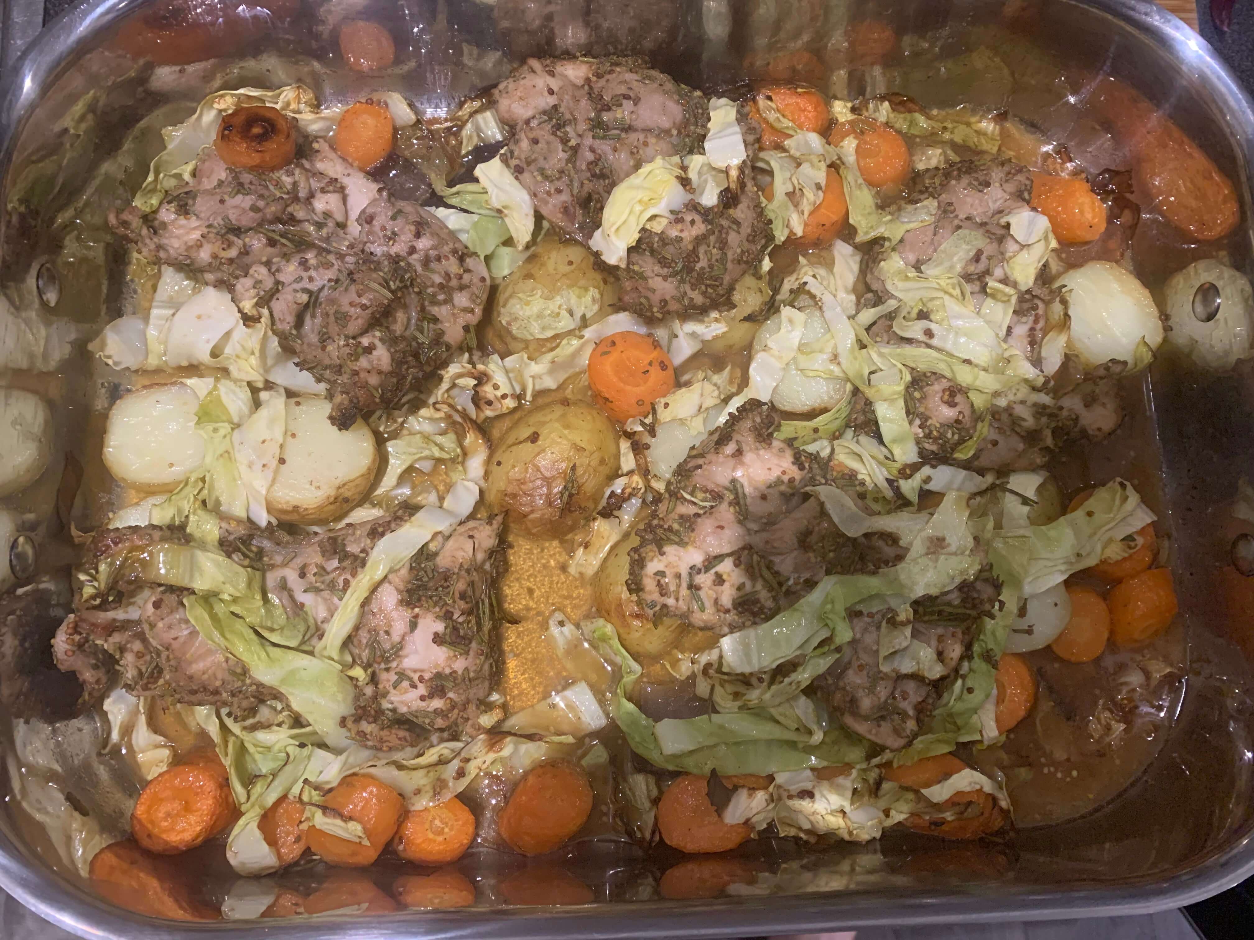 Ovenproof with food after cooking